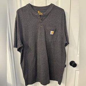 Carhartt Original Fit Work T-Shirt Henley Short Sleeve Gray - XL